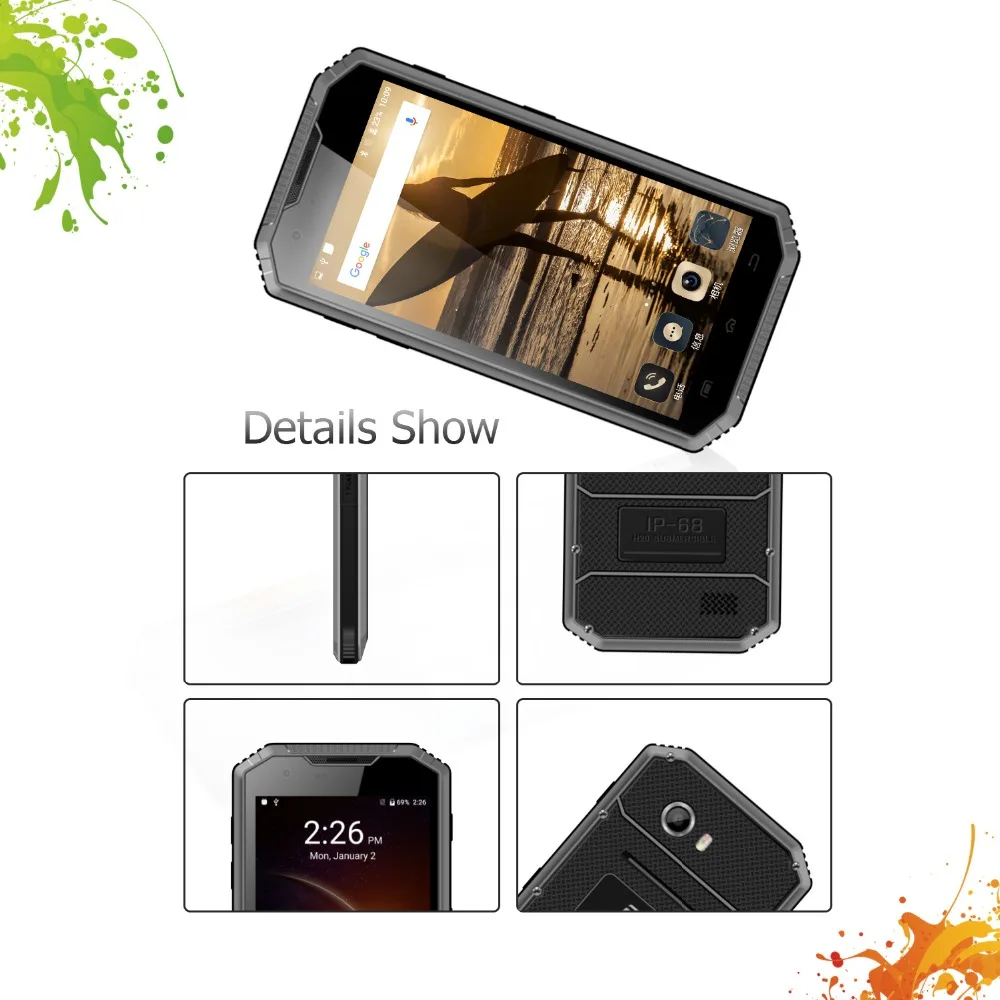 EL W7 4G мобильный телефон 5," HD Touch разблокированный 16 Гб rom 1 Гб ram Водонепроницаемый Телефон IP68 флагманский прочный смартфон Android