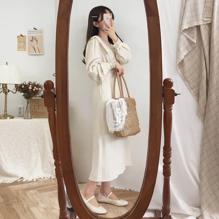 Коллекция года, Новое поступление, S-XL-весеннее кружевное платье для девочек, повседневное, бохо, OL, повседневное, синее, с длинным рукавом, женские платья, женское платье, брекеты, robe Femme Vestido