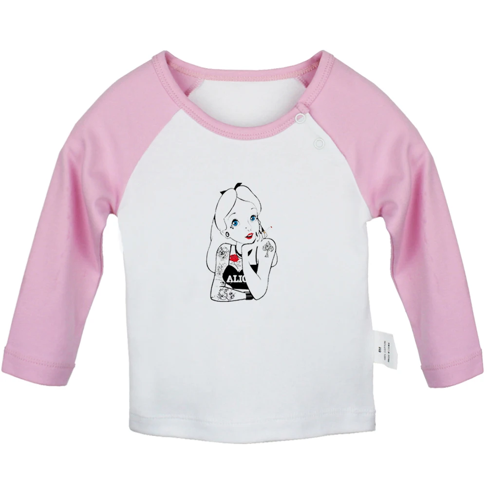 Милая мультяшная принцесса Алиса в чудес дизайн новорожденных малышей футболки