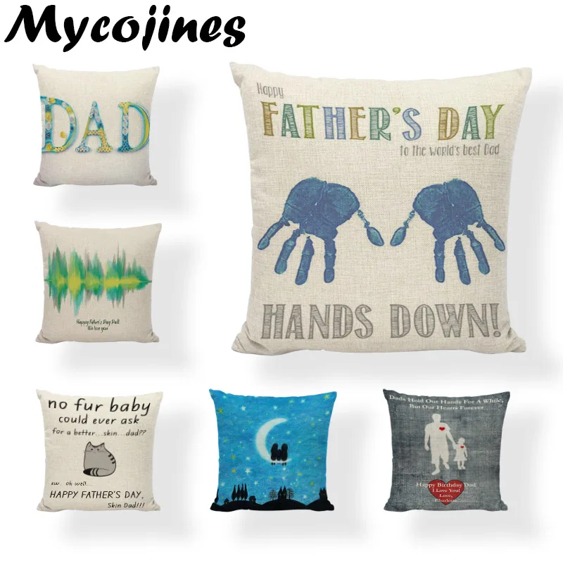Лучшая продажа льняная наволочка для Дня отца с изображением Льва сердца Луны