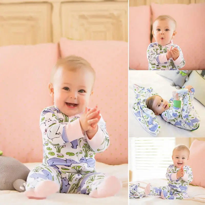 Newborn Infant Baby Girls Kids Cotton Romper Jumpsuit Hippo flowers autumn Print Clothes Outfit | Детская одежда и обувь