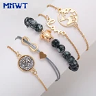 MNWT 5 шт.компл., винтажный Модный женский браслет в богемном стиле, с кристаллами, с сердцем, милые женские браслеты, браслет для женщин, ювелирные изделия