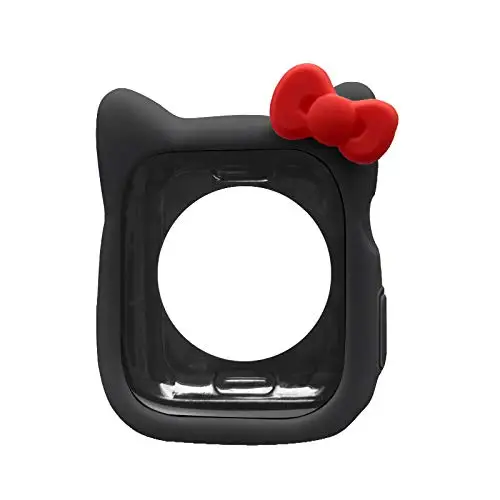 Силиконовый чехол из ТПУ с котом для Apple Watch Series 4, 3, 2, 1, кожаная симпатичная повязка для iWatch 38, 42, 40, 44 мм, для девочек - Цвет: black red