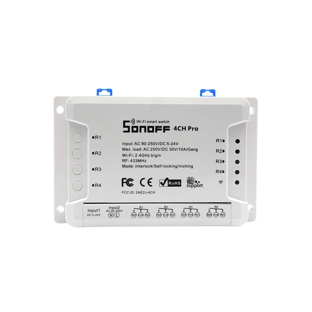 Sonoff 4CH Pro/4CH Pro R2 433 МГц 4 канала банды RF беспроводной пульт дистанционного