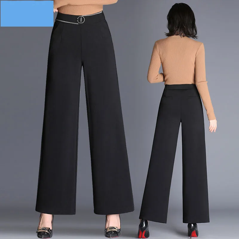 

Wide leg pants female spring and summer 2018 new pants loose high waist trousers wild black straight casual pants Female
