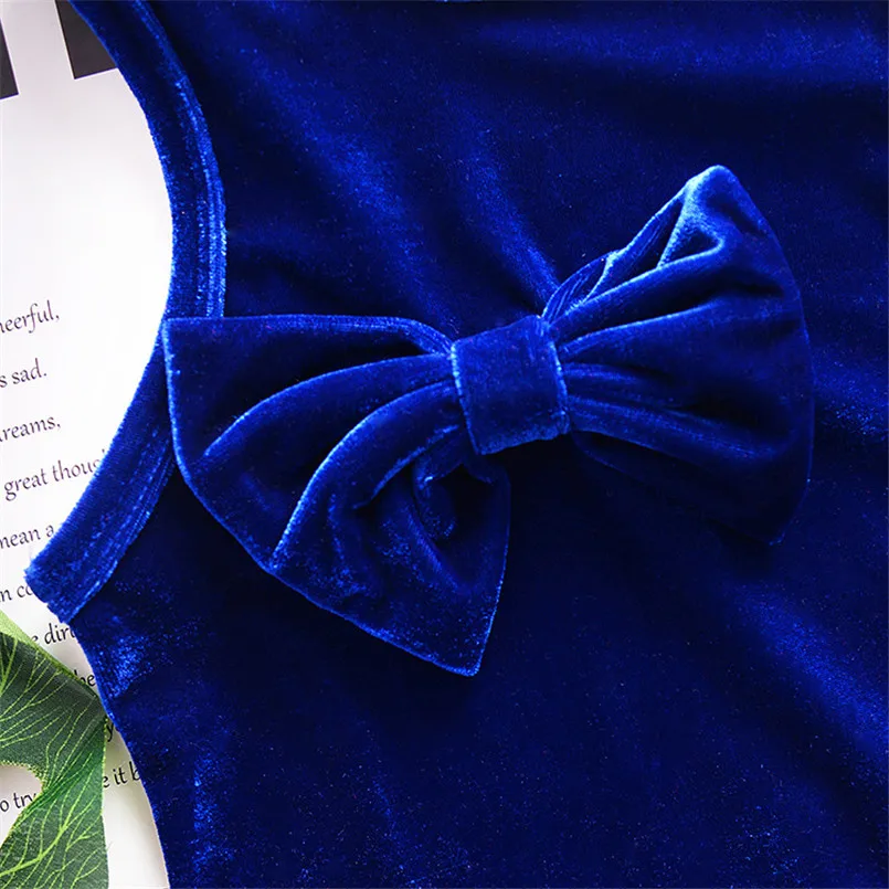 Baby girls dress spring summer new baby velvet sleeveless cotton soft children's clothing with big bow 12m-4yrs | Детская одежда и