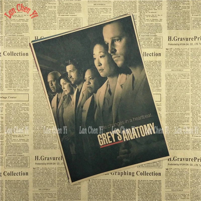 Grey's Anatomy Vintage Kraft Paper Poster Wall Stickers For Living Room Home Decoration | Дом и сад