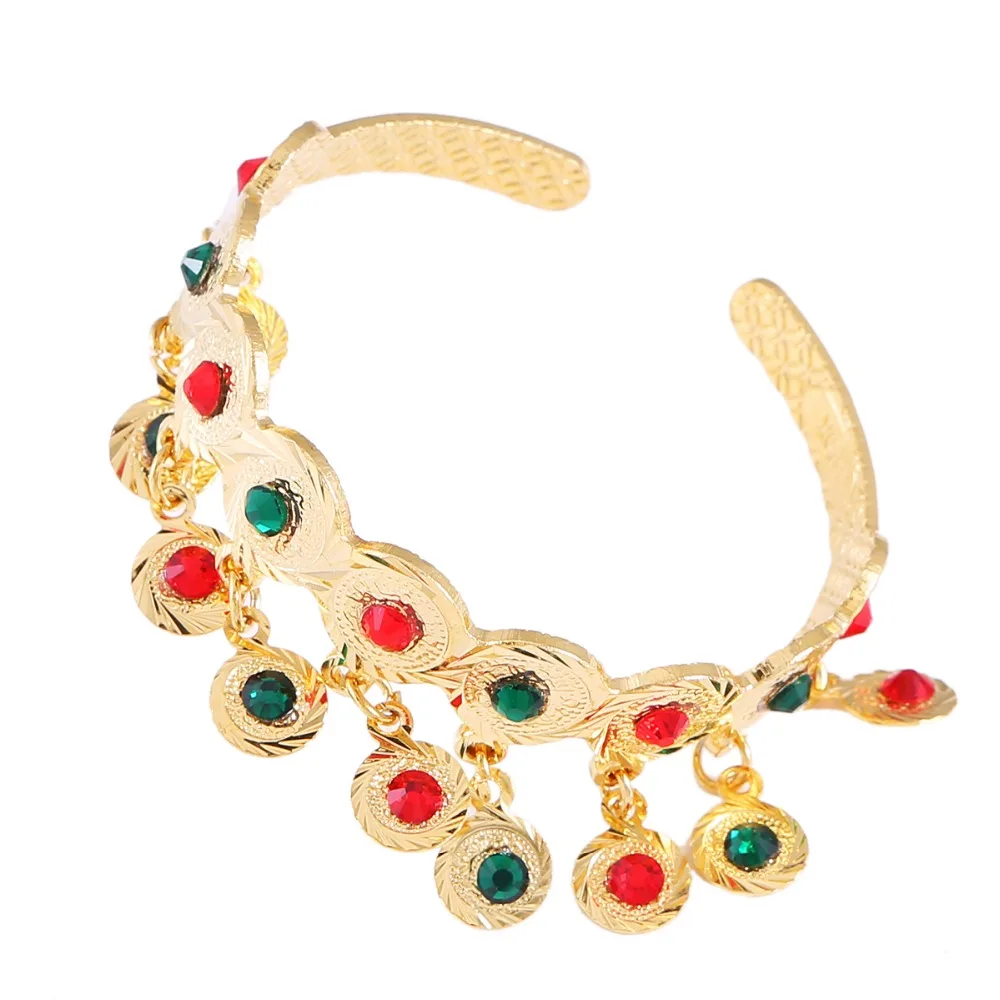 Cubic Zirconia Baby Bracelet Gold Color Bangle For Kids Jewelry With Red Blue Stone | Украшения и аксессуары