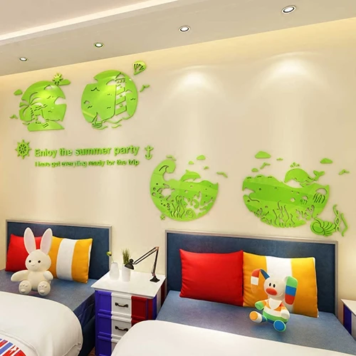 Новое поступление креативные Мультяшные пляжные 3D акриловые настенные наклейки