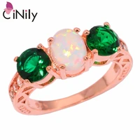 cinily created white fire opal green zircon cubic zirconia rose gold color wholesale for women jewelry ring size 6 7 8 oj9180