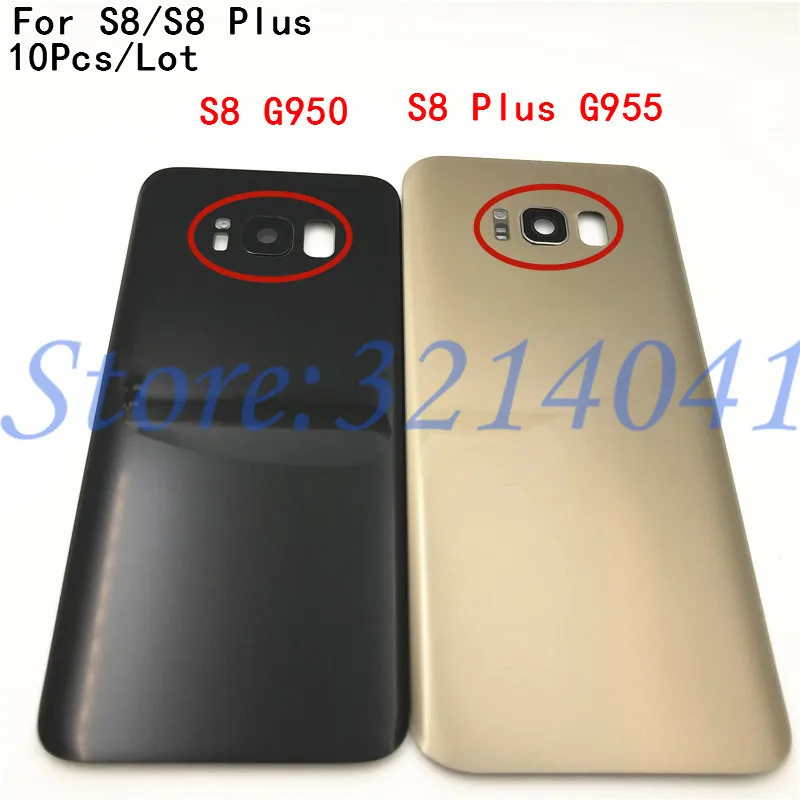 

10 шт./лот заднее стекло для Samsung Galaxy S8 G950 G950F & S8 Plus G955 G955F крышка батареи задняя дверь корпус с объективом камеры + логотип