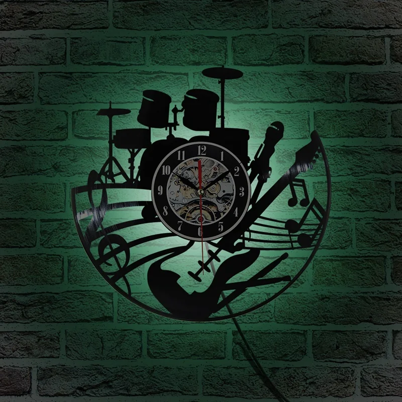 Timelike Cd Vinyl Record Wall Clock Modern Design Musical Theme Decorative Black Art Watch | Дом и сад