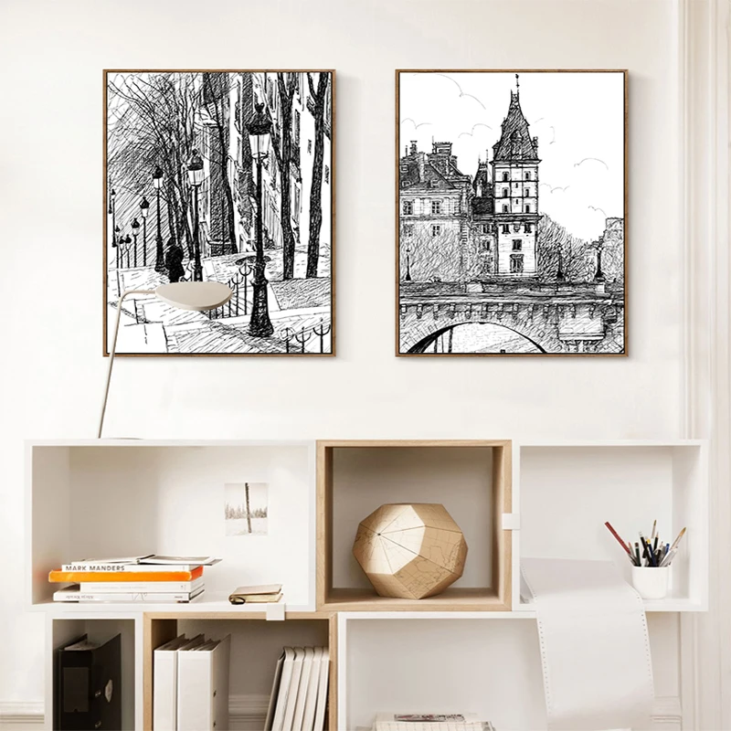 NEWBILITY нордическая черно-белая картина для набросков современные минималистичные