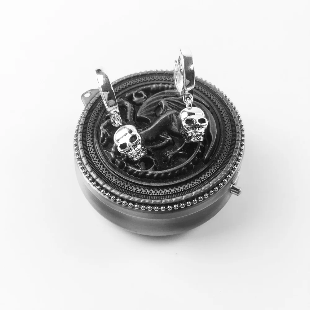 Серьги-кольца на шарнирах с креольским черепом модные ювелирные украшения в