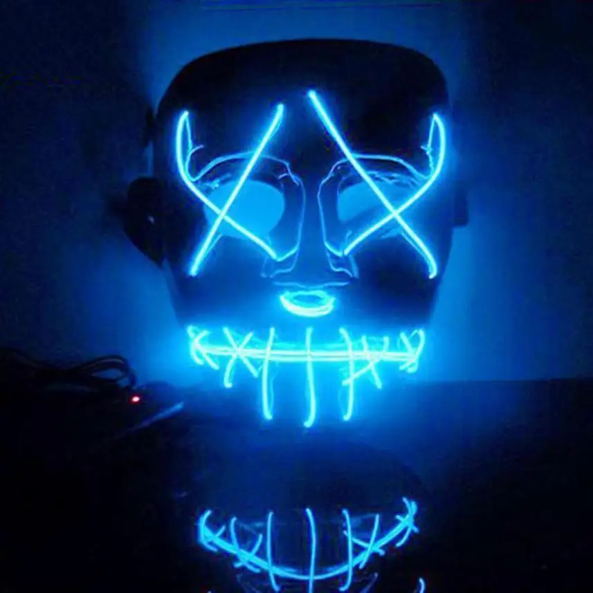 Пластиковые и EL wire the Purge Movie Wire DJ вечерние костюмы на Хэллоуин СВЕТОДИОДНАЯ маска