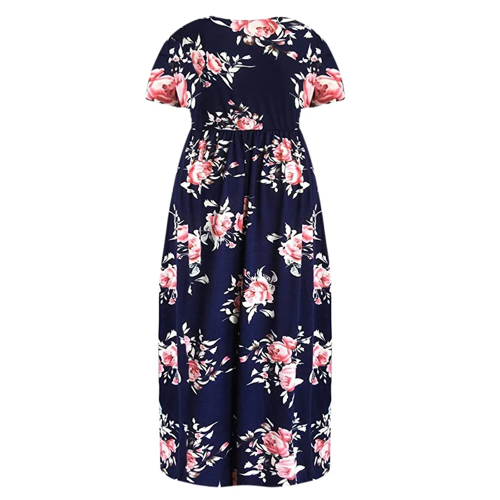 Новинка 2021 женское платье большого размера с коротким рукавом и принтом длинное