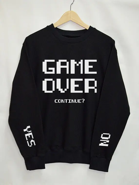 Женская толстовка с надписью Game Over модный Забавный текстовый слоган джемпер