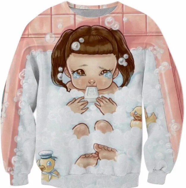 Толстовки с капюшоном Melanie Martinez Crybaby, розовые забавные детские толстовки с пузырьками и плачем, милый пуловер с изображением клоуна-Лани для женщин и мужчин