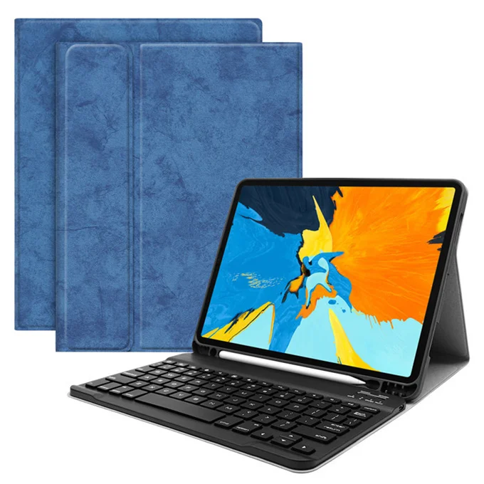Чехол для iPad Pro 11, Bluetooth клавиатура с держателем для карандашей, чехол из искусственной кожи для iPad Pro 11, клавиатура для русской и испанской клавиатуры - Цвет: BLue-ENG