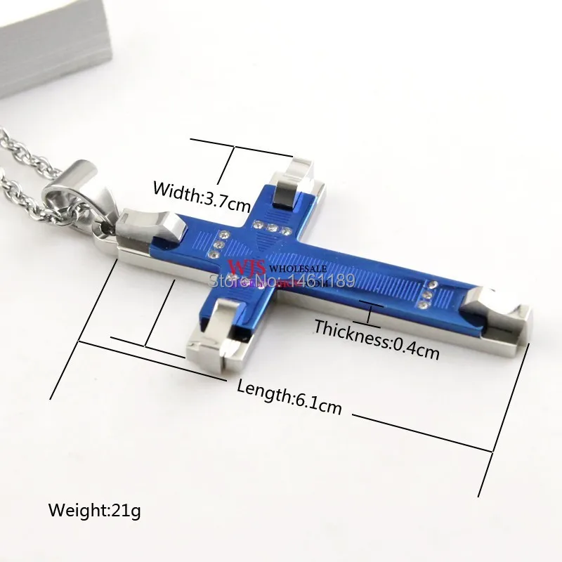 Newest multicolor the three dimensional simple The pulley and crystal Mosaic cross unique dashing with 23 inch Chain Wholesale | Украшения