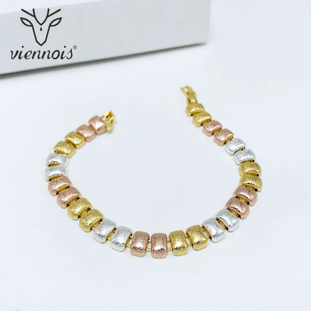 Viennois браслет и браслеты для женщин Смешанные Цвета Матовая цепочка в форме бобов браслет ювелирные изделия - Окраска металла: Mix Color
