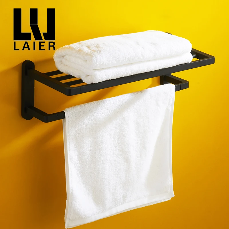 Черный набор аксессуаров для ванной из нержавеющей стали Полка полотенец