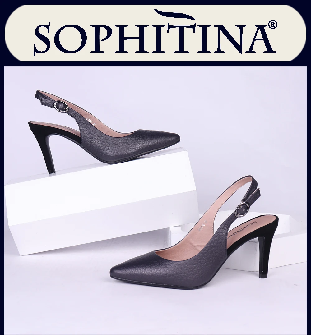 SOPHITINA/Новинки 2019г.; Женская обувь в испанской стиле ; Модные женские босоножки c закрытым мыском и открытой пяткой; Пикантные удобные туфли из натуральной кожи; Кожаные женские сандаллии на среднем каблуке X02