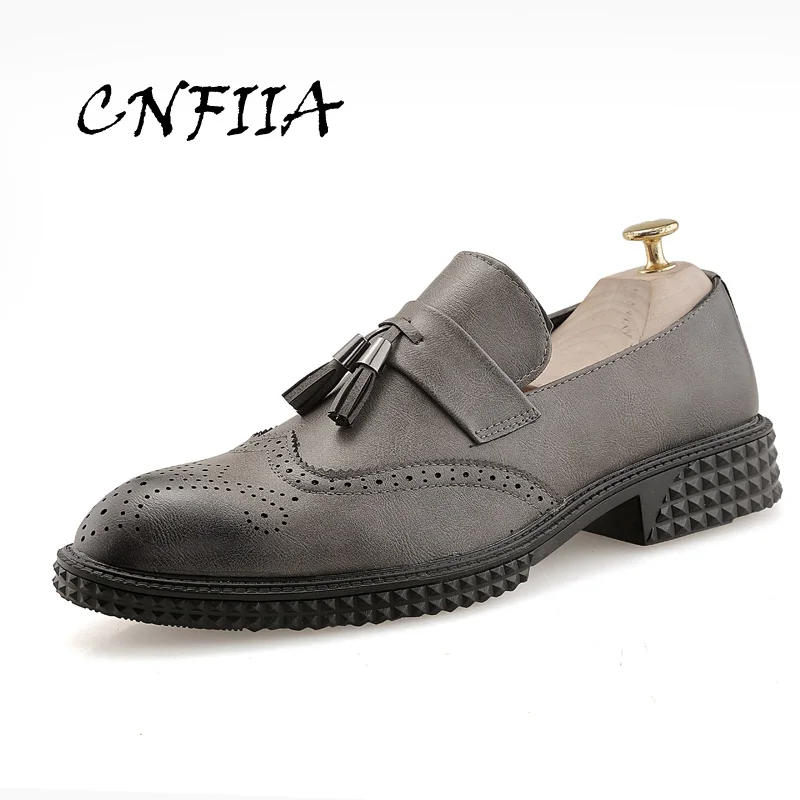 CNFIIA Men Loafers Moccasins Leather Shoes Black Brown Gray Classic Tassel 2018 Fashion Brand Quality New | Обувь