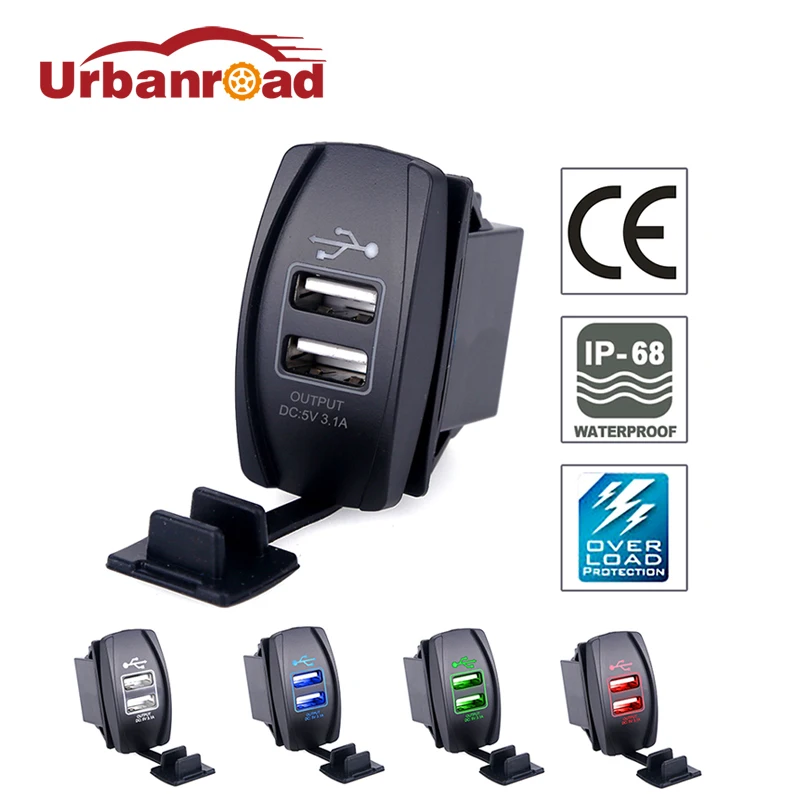 

Dual usb car charger 3.1a 12v Power Adapter Waterproof charger socket plug Auto motorcycle Bus For iPhone 5 6 6S Ipad Samsung