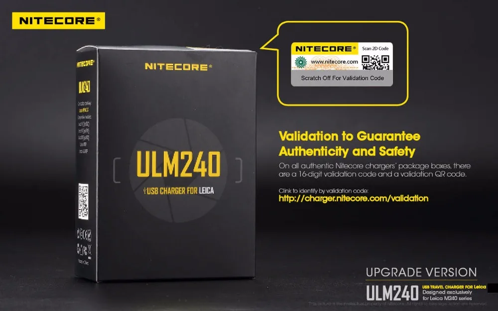 Nitecore ULM240 USB зарядное устройство для Leica BP SCL2 аккумуляторы совместимые LeicaM (Typ 262) M