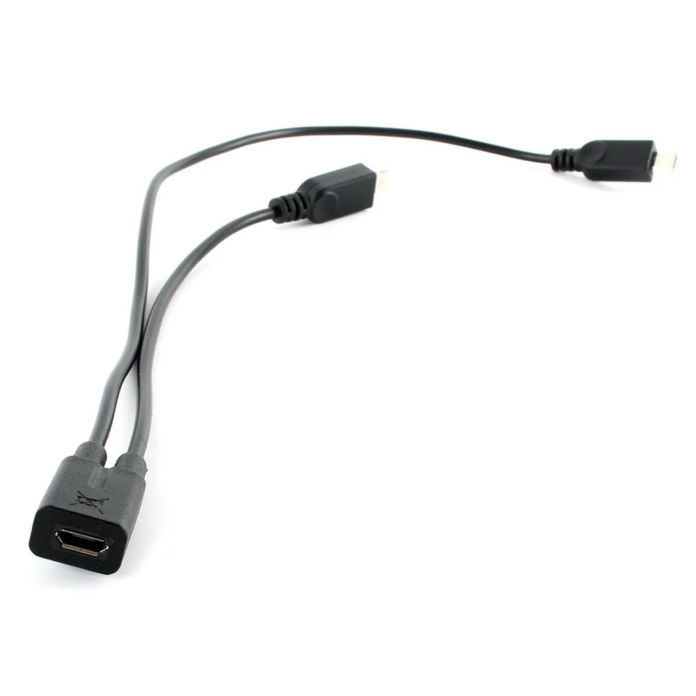 Micro USB 2,0 сплиттер Y 1 Женский до 2 со штепселем, для передачи данных и подзарядки удлинитель кабеля