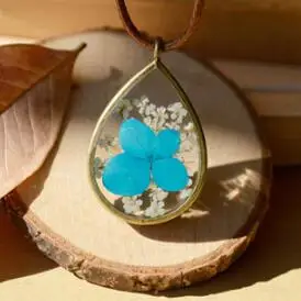 1 шт. сушеный цветок ожерелье Настоящее forget-me-Not живое растение Посеребренная Подвеска ожерелье ювелирные изделия - Окраска металла: 11