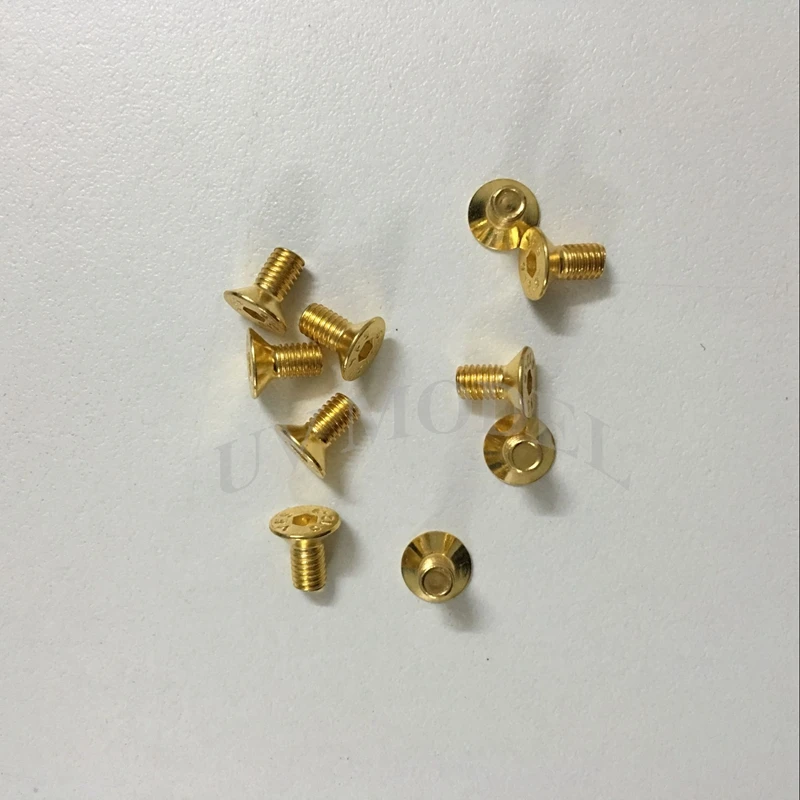 6 мм Позолоченные Винты M3 с плоской головкой шестигранные винты шестигранной