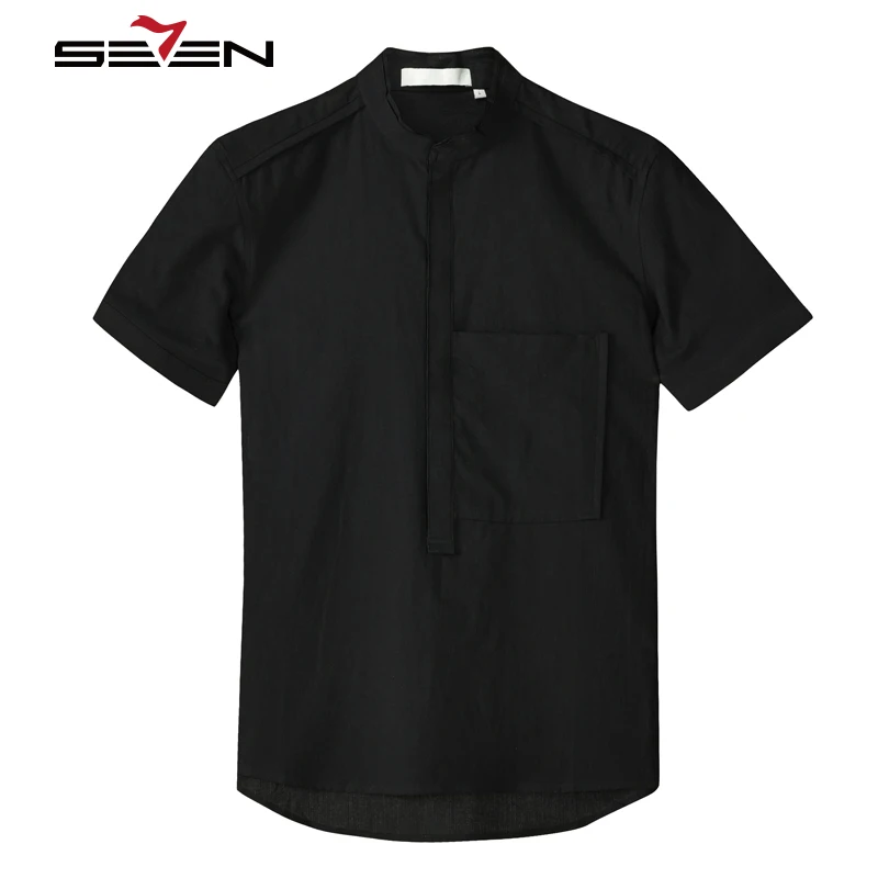 Seven7 Фирменная новинка Повседневное Мода Мандарин рубашка с воротником для
