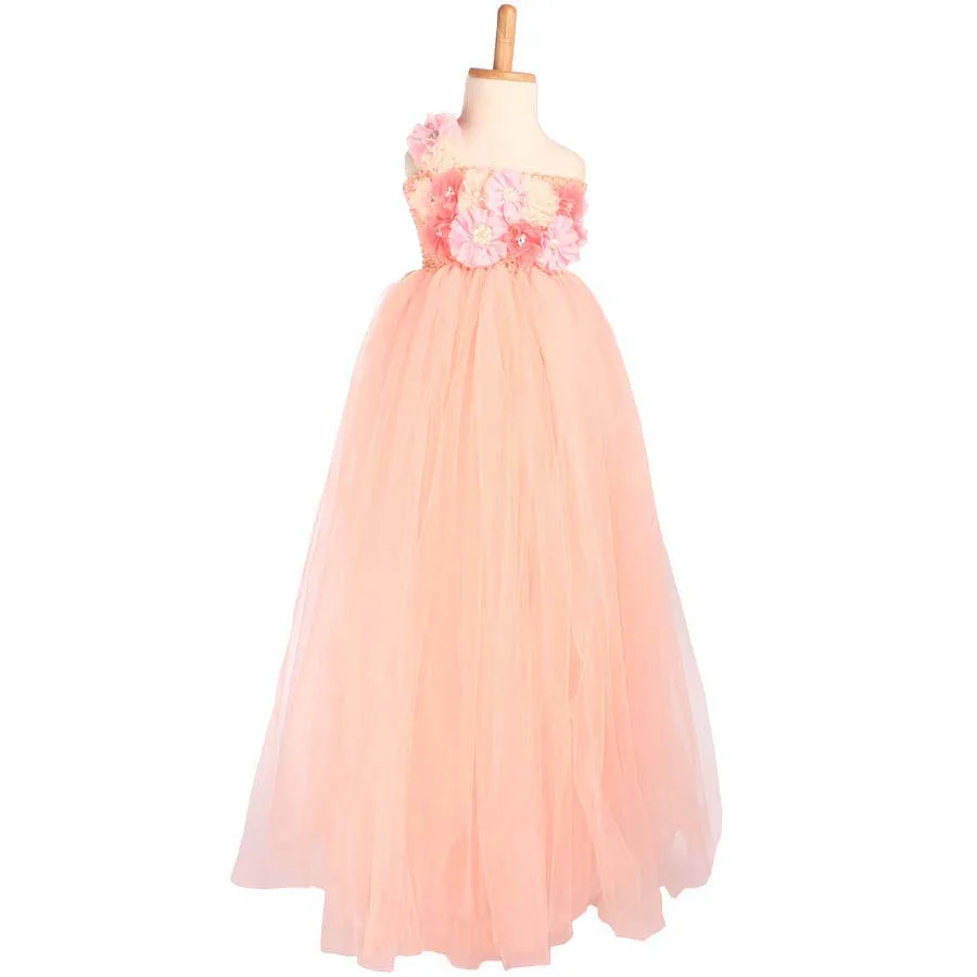 Ksummeree Floor-Length Flower Girls Tutu Dress Wedding Party Photo Props Baby Clothing Fluffy Princess Kids TS075 | Детская одежда и