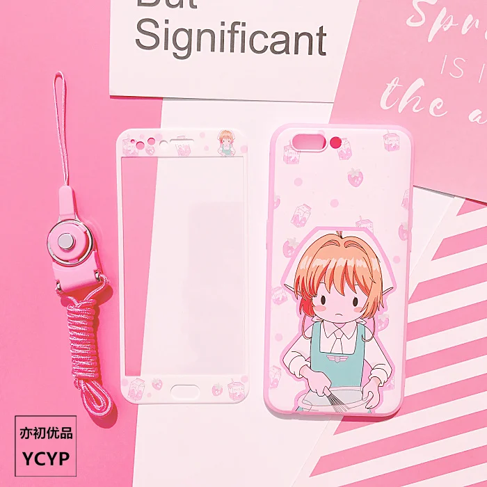 Чехол для iphone X Cardcaptor Sakura + пленка экрана из закаленного стекла 7 8 8plus 6 6S plus розовый