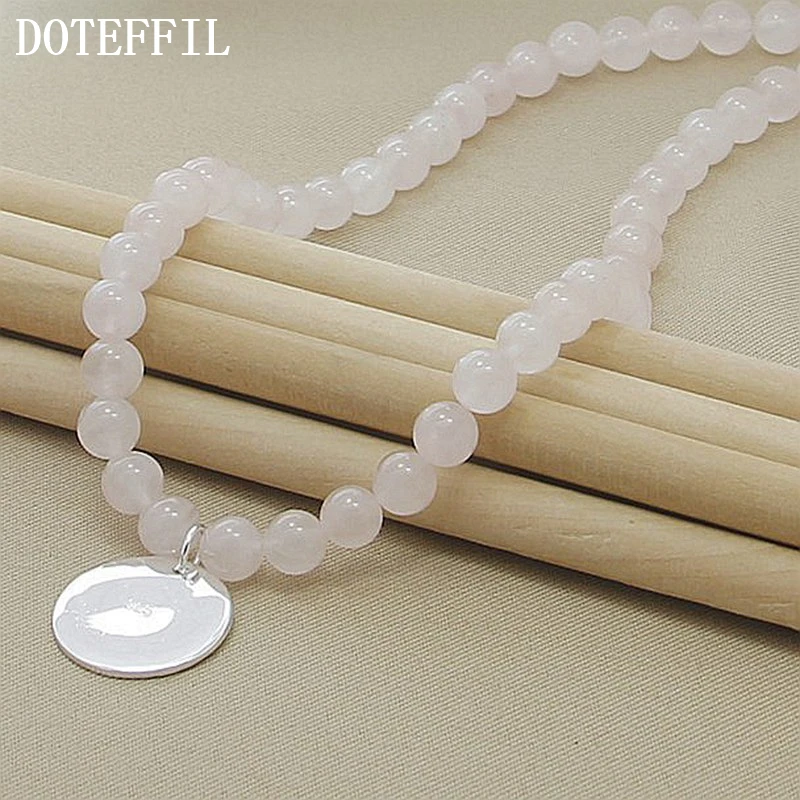 Женская подвеска из розового агата DOTEFFIL ожерелье с круглым кулоном