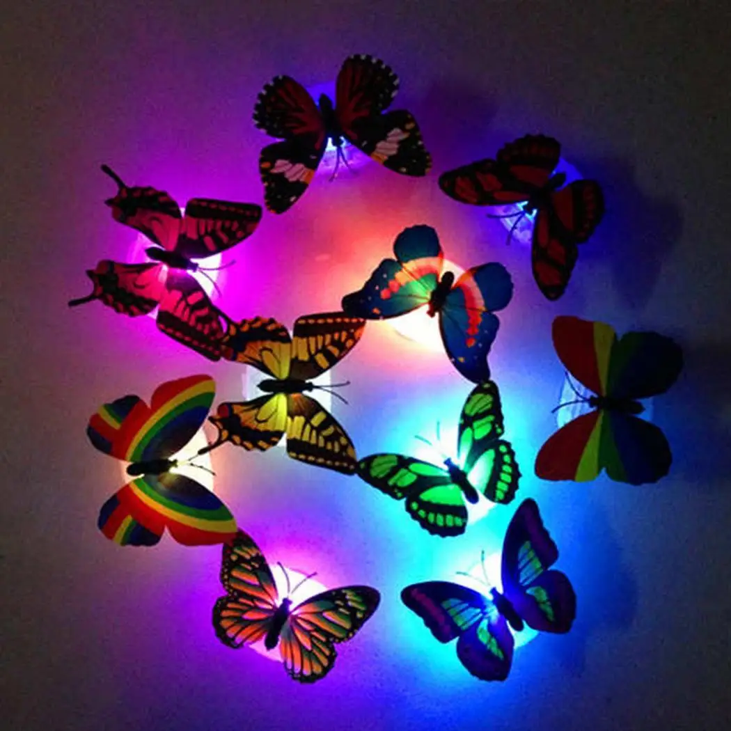 Меняющийся цвет самоклеящийся милый животный светодиодный ночник 3 батарейки LR44