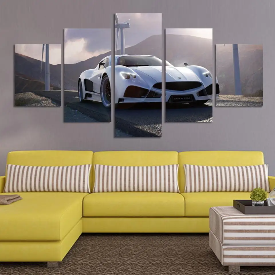 5 шт. черный и белый гостиной современный минималистичный автомобиль живопись