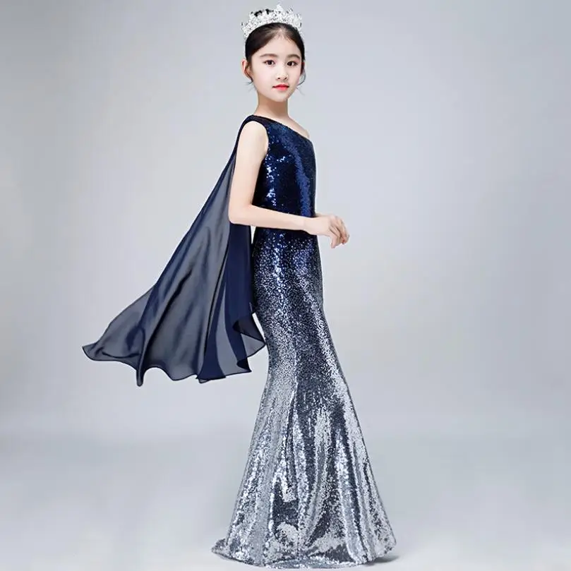 Роскошное платье принцессы с юбкой годе расшитое блестками детский праздничный