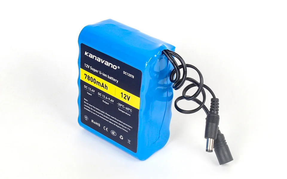 Kanavano 12v 7.8AH 7800mAh 18650 перезаряжаемые батареи 12,6 V DC литиевая батарея пакет защиты и 12,6 V 1A зарядное устройство