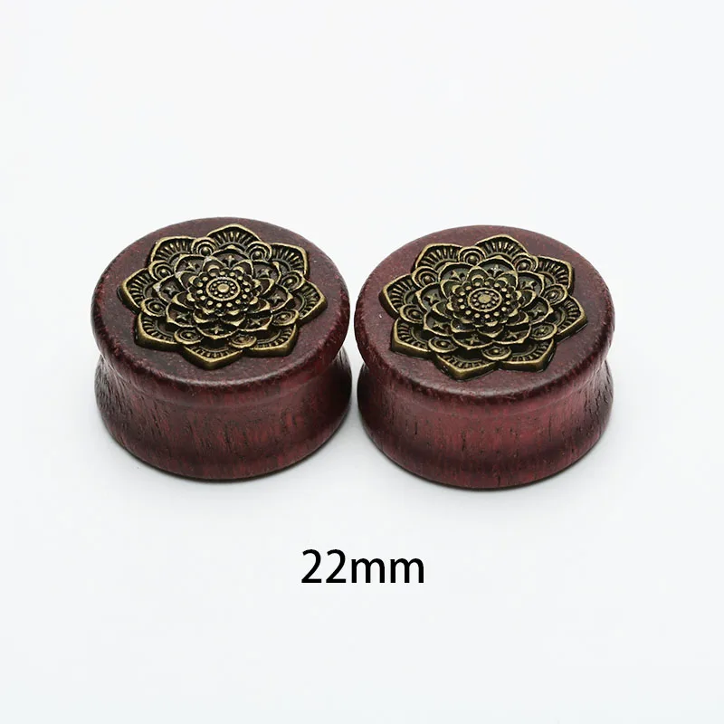 22mmx2pieces 2 шт. пурпурная древесина беруши Туннели для пирсинга цветок лотоса 8 мм-22 мм расширители датчиков уха пирсинг ювелирные изделия для мужчин и женщин Новинка - Окраска металла: 22mmx2pieces