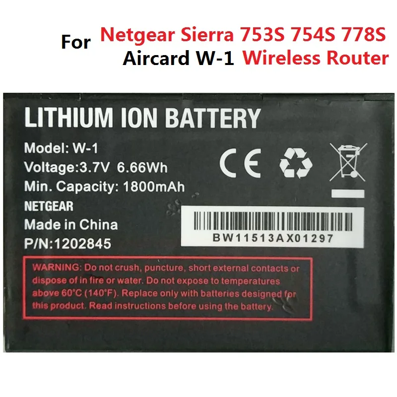 3.7V 1800mAh W-1 Battery W1 for Netgear Sierra 753S 754S 778S Wireless Router Li-Ion Lithium Ion Accumulator Pack Rechargeable