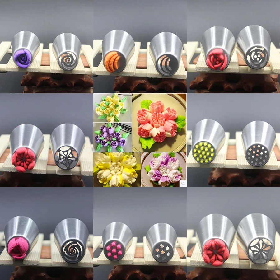 8 шт. Кондитерские Обледенение Трубопроводы Насадки + 1 3 Цвета сопла конвертер