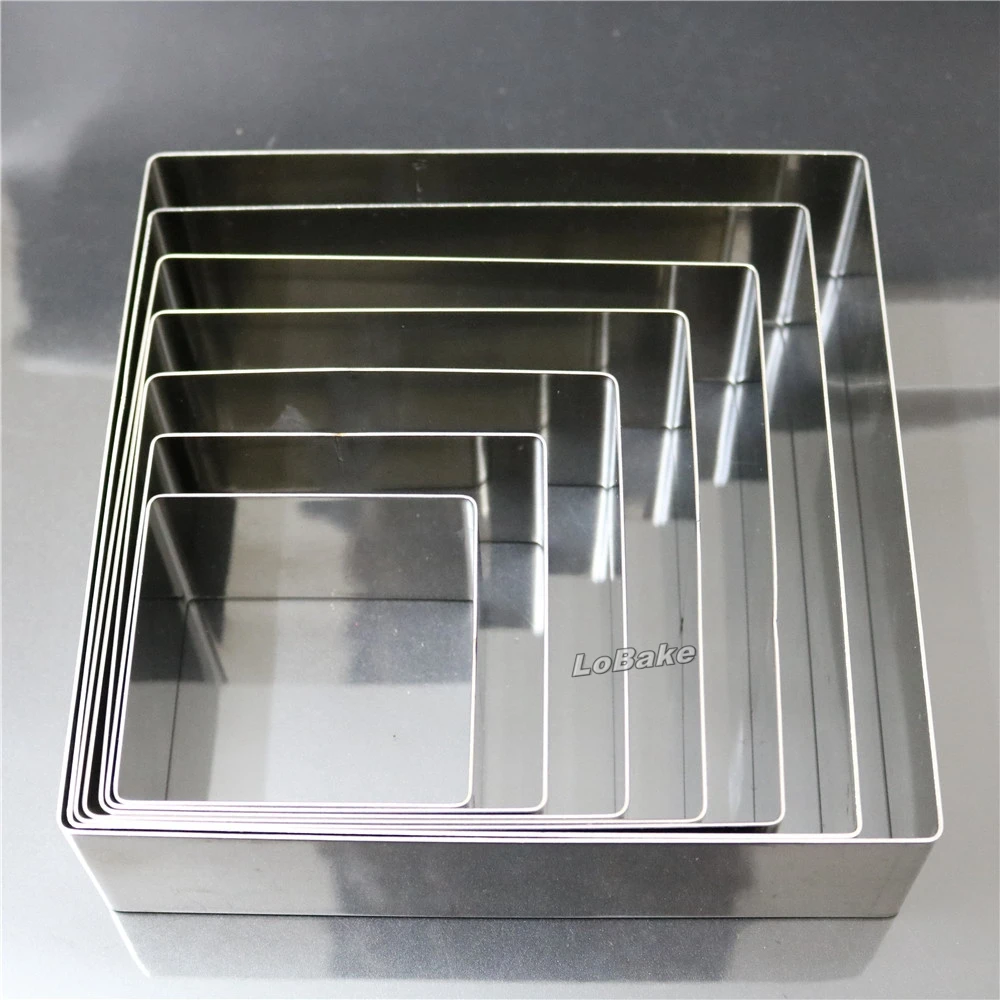 (7pcs/set) Latest 4 - 10 inches square shape stainless steel mousse rings cheesecake fondant bread chiffon cake mould tools | Дом и сад