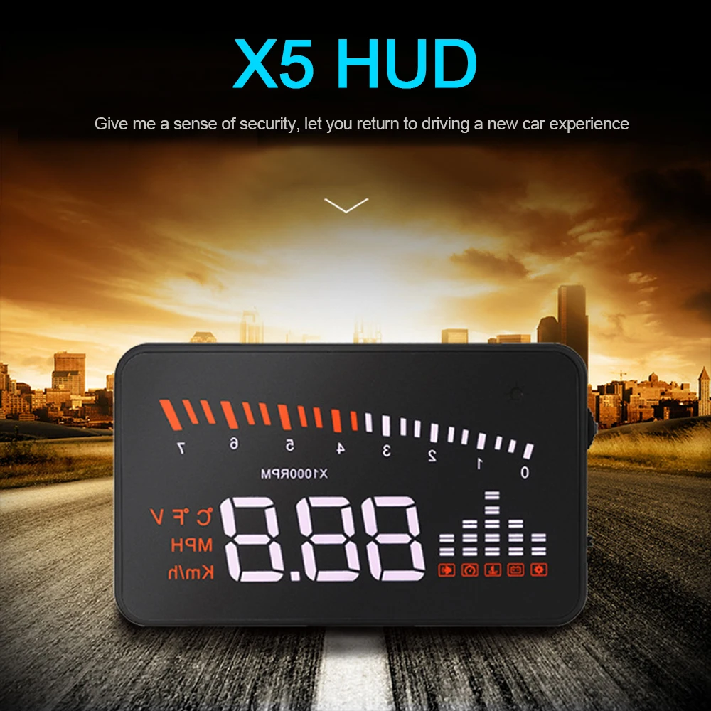Автомобильный проектор на лобовое стекло X5 OBD II EOBD Предупреждение предупреждения