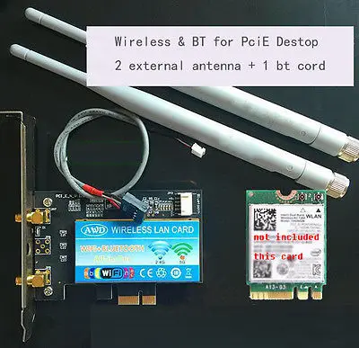 Беспроводной адаптер M.2(NGFF) с Bluetooth на PCI-e pcie pci express антенна для настольного