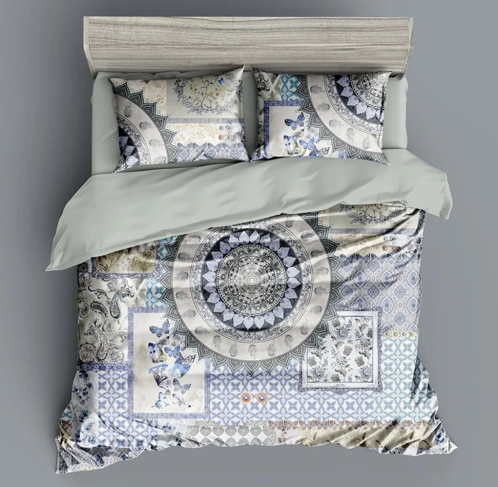 Новый китайский роскошный стиль Цифровая печать Комплект постельного белья