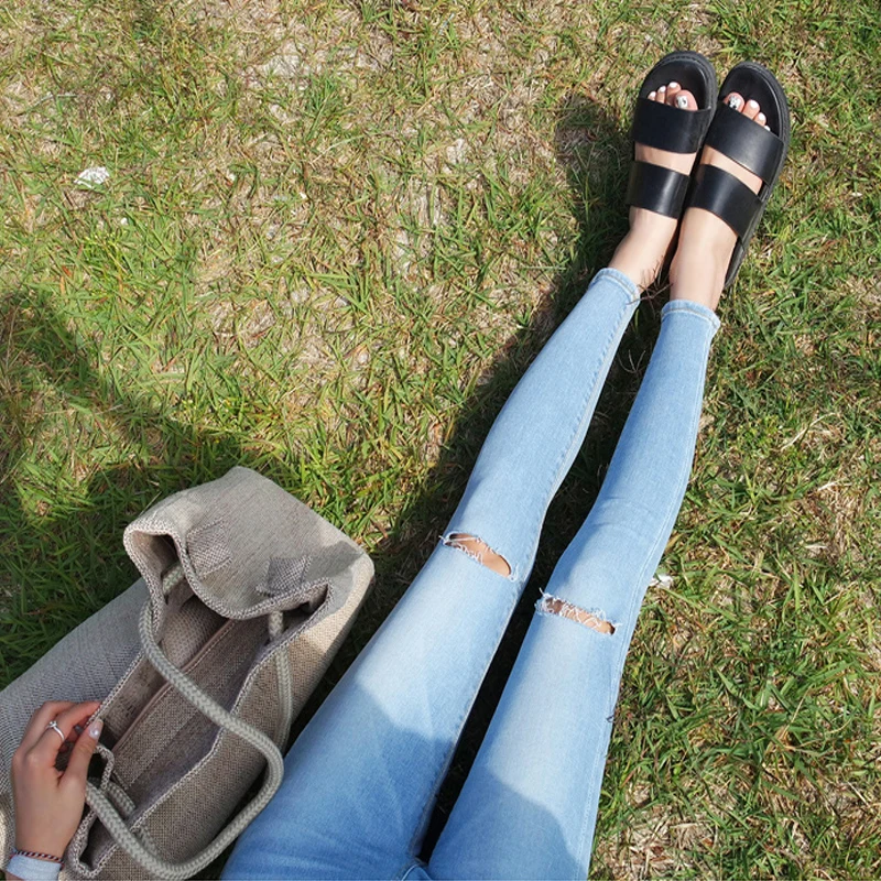 Occasion New Arrival Fashion Korean Style Waisted Slim Jeans Vintage hole Skinny Woman Cotton Denim Pencil Pants Plus Size |