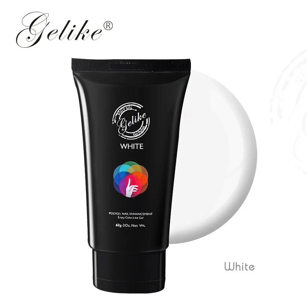 Gelike 60 г Polygel ногтей поли гель 6 цветов Кристалл УФ светодио дный Builder Gel Советы повышение скольжения решения Быстрое расширение гель для ногтей - Цвет: White